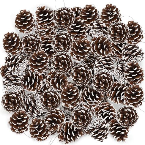 24 PCS Natural Pine Cones, 1.96 IN Pinecone Ornaments, Pine Cones for Crafts with Sliver String, Decorative Diy Pine Cones for Christmas Tree Christmas Table Decorations, Winter Decor Vase Filler in Kuwait