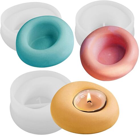 Wehous 3PCS قوالب حامل الشموع غير النظامية، 3D فقاعة شكل حلية حامل قوالب الراتنج الحاويات، Tealight نذري حامل المجوهرات طبق قوالب السيليكون للراتنج ملموسة الحرفية الزفاف ديكور الجدول in Kuwait