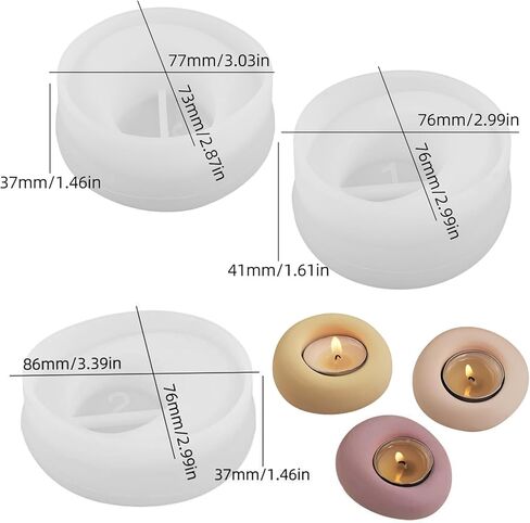 Wehous 3PCS قوالب حامل الشموع غير النظامية، 3D فقاعة شكل حلية حامل قوالب الراتنج الحاويات، Tealight نذري حامل المجوهرات طبق قوالب السيليكون للراتنج ملموسة الحرفية الزفاف ديكور الجدول in Kuwait