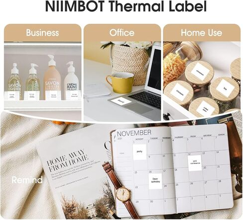 NIIMBOT Labels for B3S/K3 Label Maker, 2.76''x1.57''(70x40mm) Thermal Label Stickers, Waterproof, Tear-Proof Label Tape, 1 Roll of 180 Self-Adhesive Printer Labels(White) in Saudi Arabia