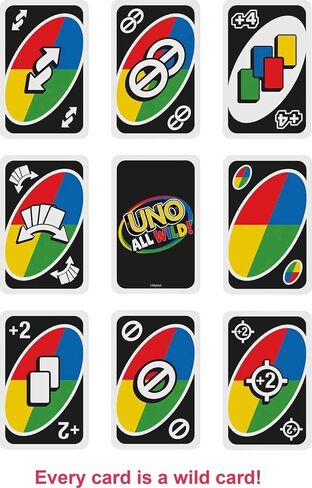Mattel Games UNO All Wild Card Game for Family Night, Travel Game in Collectible Tin Where All Cards Are Wild, 2-10 Players (Amazon Exclusive) in Kuwait