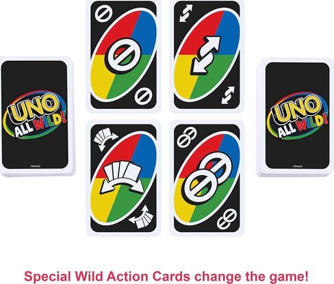 Mattel Games UNO All Wild Card Game for Family Night, Travel Game in Collectible Tin Where All Cards Are Wild, 2-10 Players (Amazon Exclusive) in Kuwait