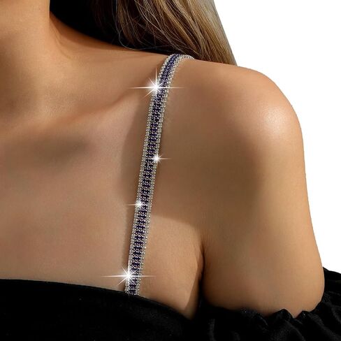 1Pair Silver Rhinestone Bra Straps,Multi-layered Rhinestones Bra Shoulder Chain,Crystal Lingerie Straps Jewelry,Wedding Bridal Rhinestone Underwear Chain for Women Dress in Kuwait