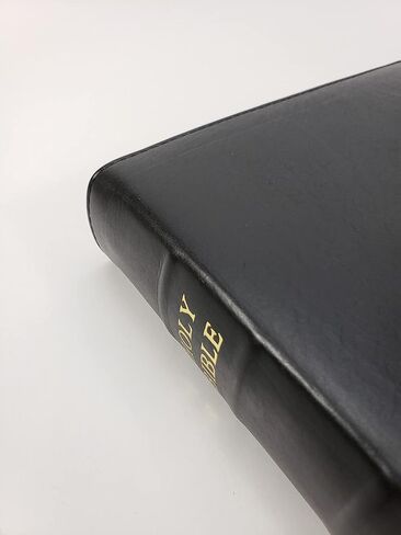 KJV طباعة كبيرة بنص هامش واسع من جلد العجل الكتاب المقدس باللون الأسود in Saudi Arabia