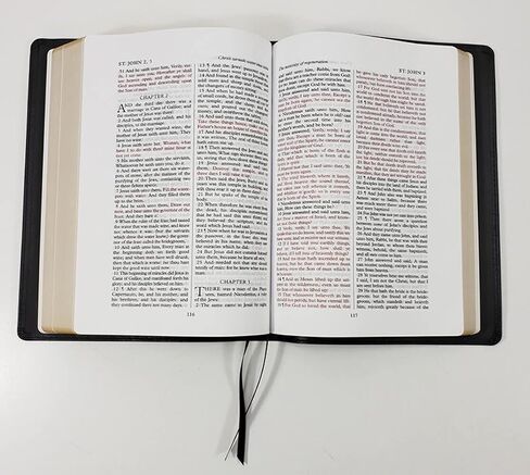 KJV طباعة كبيرة بنص هامش واسع من جلد العجل الكتاب المقدس باللون الأسود in Saudi Arabia