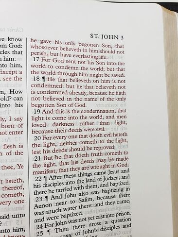 KJV طباعة كبيرة بنص هامش واسع من جلد العجل الكتاب المقدس باللون الأسود in Saudi Arabia