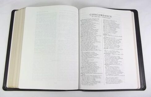KJV طباعة كبيرة بنص هامش واسع من جلد العجل الكتاب المقدس باللون الأسود in Saudi Arabia