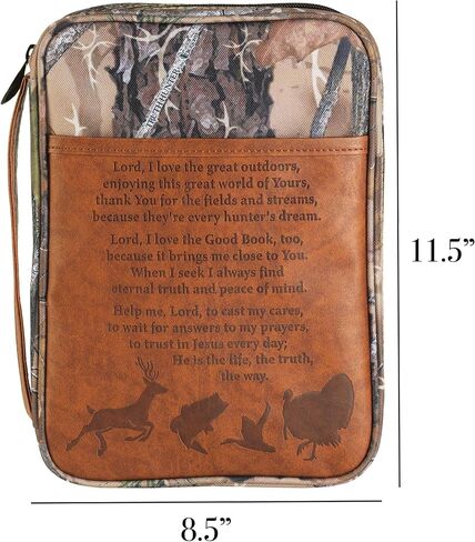 Dicksons Camo Hunters Prayer Brown Large Print Canvas Zippered Bible Cover with Handle in Saudi Arabia