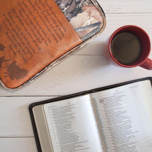 Dicksons Camo Hunters Prayer Brown Large Print Canvas Zippered Bible Cover with Handle in Saudi Arabia