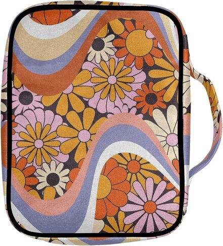 محفظة الكتاب المقدس الأزهار غطاء الكتاب المقدس مع حقيبة حمل الكتاب المقدس المحمولة مصنوعة من قماش أكسفورد، سهلة التنظيف غطاء الكتاب المقدس الأزهار in Kuwait