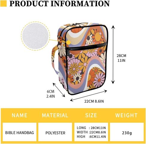 محفظة الكتاب المقدس الأزهار غطاء الكتاب المقدس مع حقيبة حمل الكتاب المقدس المحمولة مصنوعة من قماش أكسفورد، سهلة التنظيف غطاء الكتاب المقدس الأزهار in Kuwait