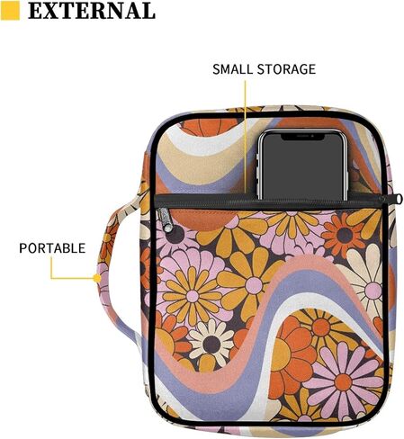 محفظة الكتاب المقدس الأزهار غطاء الكتاب المقدس مع حقيبة حمل الكتاب المقدس المحمولة مصنوعة من قماش أكسفورد، سهلة التنظيف غطاء الكتاب المقدس الأزهار in Kuwait