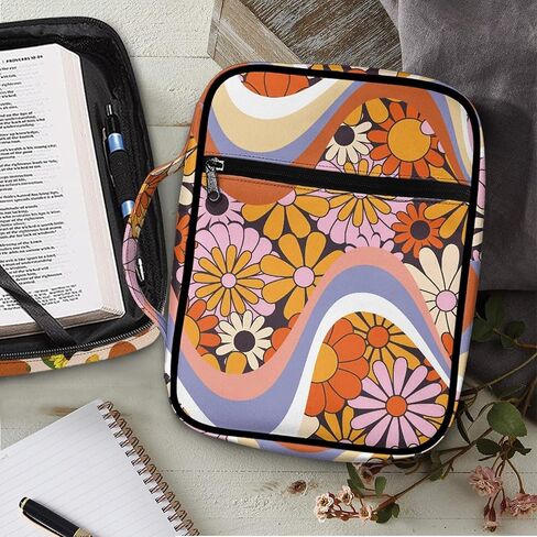 محفظة الكتاب المقدس الأزهار غطاء الكتاب المقدس مع حقيبة حمل الكتاب المقدس المحمولة مصنوعة من قماش أكسفورد، سهلة التنظيف غطاء الكتاب المقدس الأزهار in Kuwait