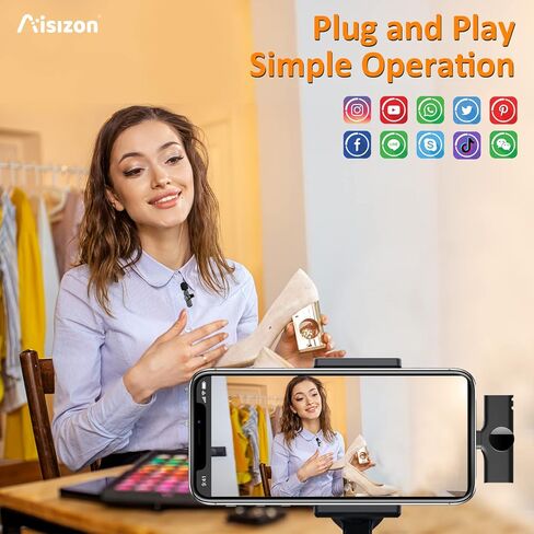 Aisizon Wireless Mics, Wireless Clip on Microphones, Lapel Microphone A2d One Pair Two, for Android Phone, iPhone, Laptop, Video Recording in Kuwait