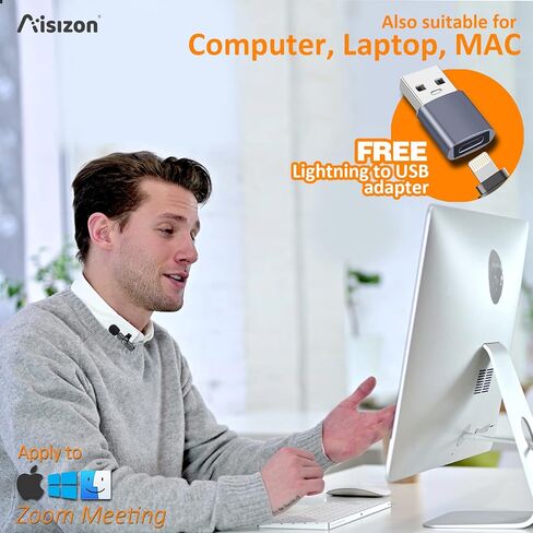 Aisizon Wireless Mics, Wireless Clip on Microphones, Lapel Microphone A2d One Pair Two, for Android Phone, iPhone, Laptop, Video Recording in Kuwait