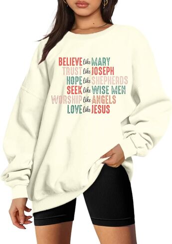 KIDDAD Christian Sweatshirts for Women Oversized Jesus Sweatshirt Love like Jesus Pullover Bible Verse Inspirational Tops in Kuwait