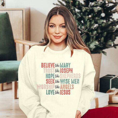 KIDDAD Christian Sweatshirts for Women Oversized Jesus Sweatshirt Love like Jesus Pullover Bible Verse Inspirational Tops in Kuwait