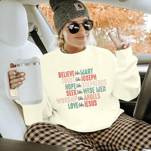 KIDDAD Christian Sweatshirts for Women Oversized Jesus Sweatshirt Love like Jesus Pullover Bible Verse Inspirational Tops in Kuwait