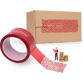 شريط XFasten للعبث الواضح مقاس 2 بوصة × 55 ياردة، ملصقات مقاومة للعبث بالنقل الإجمالي بنسبة 100%، شريط عبث أحمر سميك 2 مل مع ملصق شريط أمان مفتوح للعلامات الفارغة in Kuwait