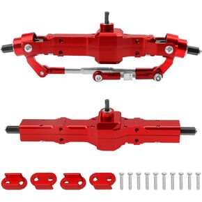Aluminum Alloy Front Rear Portal Axle Upgrade Part Compatible with WPL B14 B16 B24 B36 HengLong FeiYu JJRC 1/16 RC Car (Red)