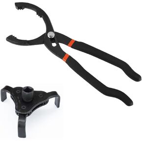 2 Pieces 12" Oil Filter Pliers and Universal Adjustable Oil Filter Wrench Removal Tool