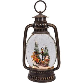 Kurt Adler 13-inch Battery Operated Lighted Santa on Sleigh Water Lantern