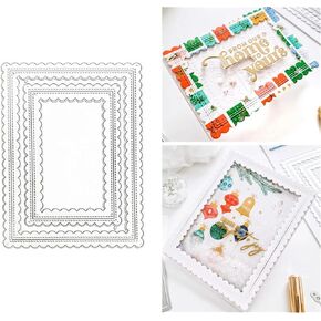 Rectangle Frame Metal Die Cuts,Stitched Scalloped Nesting Tag Background Cutting Dies Cut Stencils for DIY Scrapbooking Photo Decorative Embossing Paper Card Making