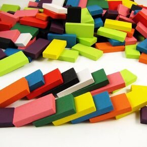 240pcs Authentic Standard Basswood Wooden Domino Blocks Set, Kids Educational Racing Toy Tile Games(12 Colors)