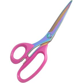 Left-Handed Fabric Scissors for Adults, Titanium Coating with Stainless Steel Blade, for Dressmaking, Leather Professional Sewing Fabric, Crafting and Home General Use, 9 Inch, Pink