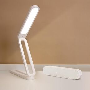 Foldable LED Desk Lamp, Slim Rechargeable USB Table Light, 2400mAh Reading Lamps, 3 Color Modes & Stepless Dimming, Portable Small Desk Light for Office Home Dormitory, White/Green, MY-7901