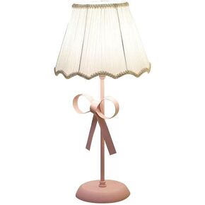 Nordic White Pink Table Lamp for Girl's Bedroom Single Cute Bow Table Lamp with Fabric Shade Modern Decorative Bedside Light Coastal Bedside Table Kids Bedroom Reading Desk Lighting