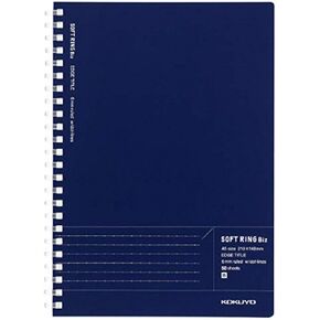 Kokuyo Soft Ring Notebook Biz - A5-50 sheets - Dotted Line - Navy (Pack of 2)