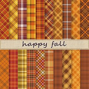 Whaline 40 Sheets Fall Pattern Paper Buffalo Plaid Scrapbook Specialty Paper Double Sided Decorative Craft Paper For Autumn Thanksgiving DIY Card Making Photo Album Decor, 6 x 6 Inch