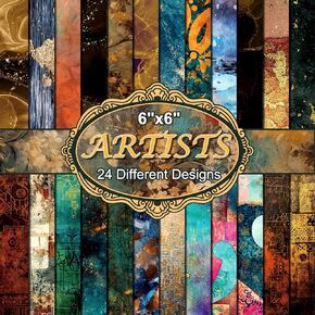 24 Sheets Vintage Aesthetic Scrapbook Paper,Funny Origami Pattern Paper for Adults Teens Kids,Colorful Rust Style for DIY Pattern Scrapbook Card Making
