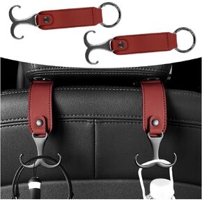 2PCS Car Seat Back Storage Hook,Leather Purse Hook for Car Seat Headrest,Universal Multi-Purpose Car Purse Hook Car Interior Accessories for Handbag Purse Coat (Black)