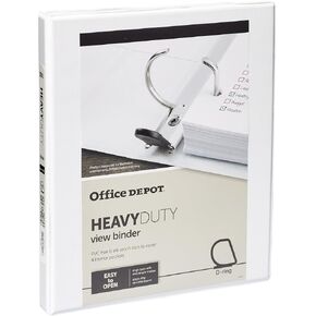 Office Depot® Brand Heavy-Duty Easy Open® Round-Ring View Binder, 1/2" Rings, 54% Recycled, White