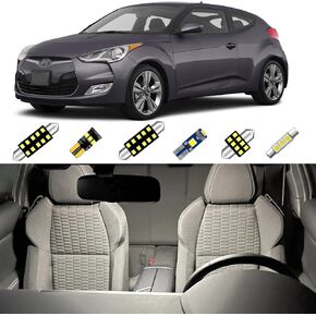 8Pcs LED Interior Lights Fits for Hyundai Veloster 2011 2012 2013 2014 2015 2016 2017 Replacement Bulbs Kits, 6000K White + Installation Tool