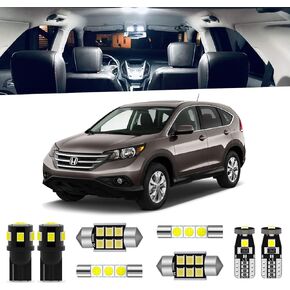8-Pieces CRV LED Interior Light Kit for Honda CR-V 2007 2008 2009 2010 2011 2012 White 6000K Interior LED Lighting Package + License Plate Lights, Install Tool