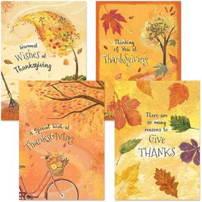 Current Autumn Colors Thanksgiving Greeting Cards Set - Themed Holiday Card Variety Value Pack, Set of 8 Large 5 x 7-Inch Cards, 4 Unique Designs, Envelopes Included, Art by Susan Winget