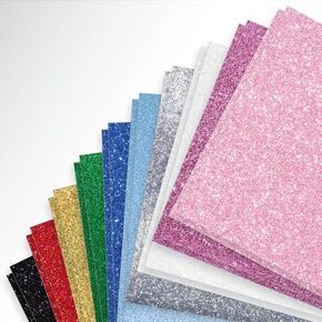 Glitter Cardstock Paper for Graduation Cap, Wedding Party Decoration, 20 Sheets, 10 Colors, Premium Sparkly Card Stock for Crafts, Card Making, Scrapbooking, DIY Projects