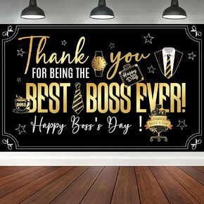 Happy Boss’s Day Banner Backdrop Decorations, Best Boss Ever Backdrop Banner Office Decoration Happy Boss Day Background Decorations