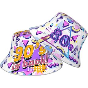 Print Bucket Hat Women's Sun Hat Retro 80s 90s, Foldable Sun Cap for Women and Men, 80s Visor