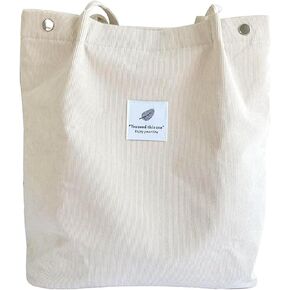 Canvas Tote Bag for Women, Large Capacity Corduroy Quilted Tote Bag with Inner Pockets, Durable Stylish ，Reusablee