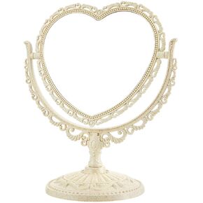 Jetec Heart Shaped Mirror Double Sided Dresser Mirror Vintage Mirror Makeup Mirror Cosmetic Mirror for Dressing Bathroom Bedroom(Pink)