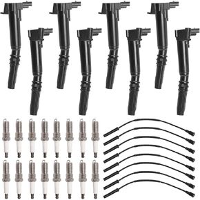 ENA Set of 8 Ignition Coil with 16 Platinum Spark Plug and Wire Set Compatible with Ford 2017 E-350 Super Duty 2010-2014 F-150 2011-2017 F-250 Super Duty 2011-2017 F-350 Super Duty 6.2L