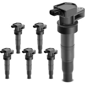 YHTAUTO Set of 6 Ignition Coil Packs Replacement for Hyundai & Kia Models, Azera Genesis Coupe Santa Fe XL Sonata Amanti Borrego K900 Sedona Sorento 3.3L 3.5L 3.8L, Replace 27301-3C000