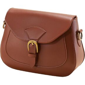 Vintage Crossbody Saddle Bag For Women Vegan Leather Boho Retro Satchel Simple Handbag Faux Leather Casual Purse