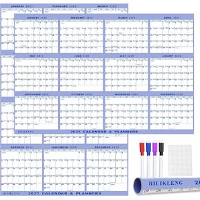 32" x 48"2025 Wall Calendar Dry Erase - Calendar Wet & Dry Erasable Large Laminated 12 Month Annual Yearly Planner, Reversible, Horizontal/Vertical