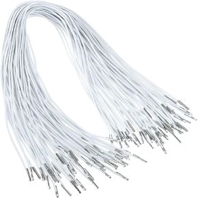 PATIKIL 6 Inch Elastic Barbed Cord, 50 Pcs 1.6mm Loop Stretch Round String with Metal Barb Fasteners for Hats Masks Menus Crafting Book, White (16.5cm)