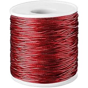Red Elastic Metallic Stretch Cord for Present Gift Wrapping Ornament Hanging and Craft Making